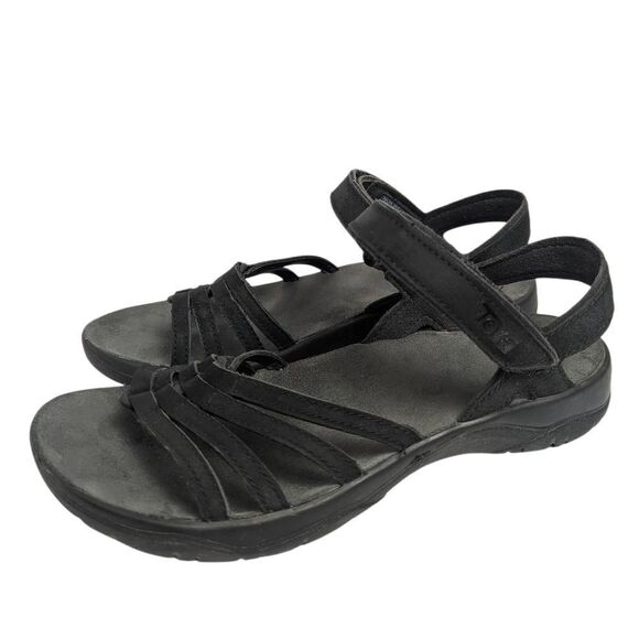 Teva Elzada Black Leather Strappy Comfort Sandals Womens 7 - Picture 1 of 7